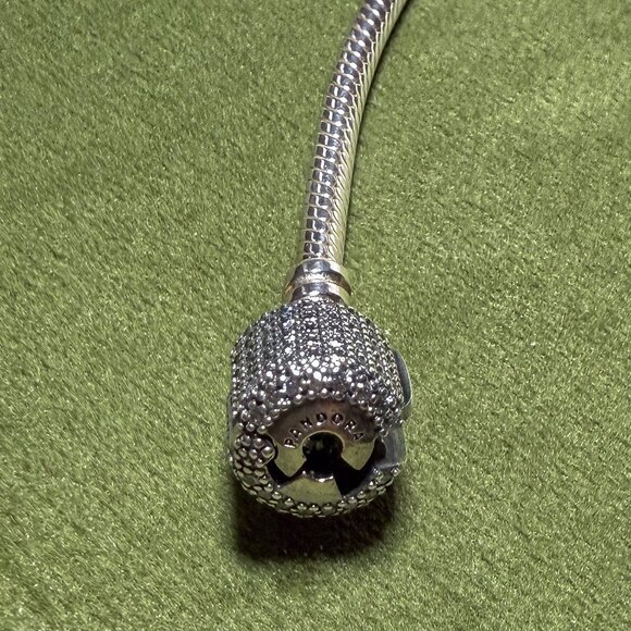 New PANDORA Sterling Silver Bracelet with CZ Slider Charm - Picture 9 of 16